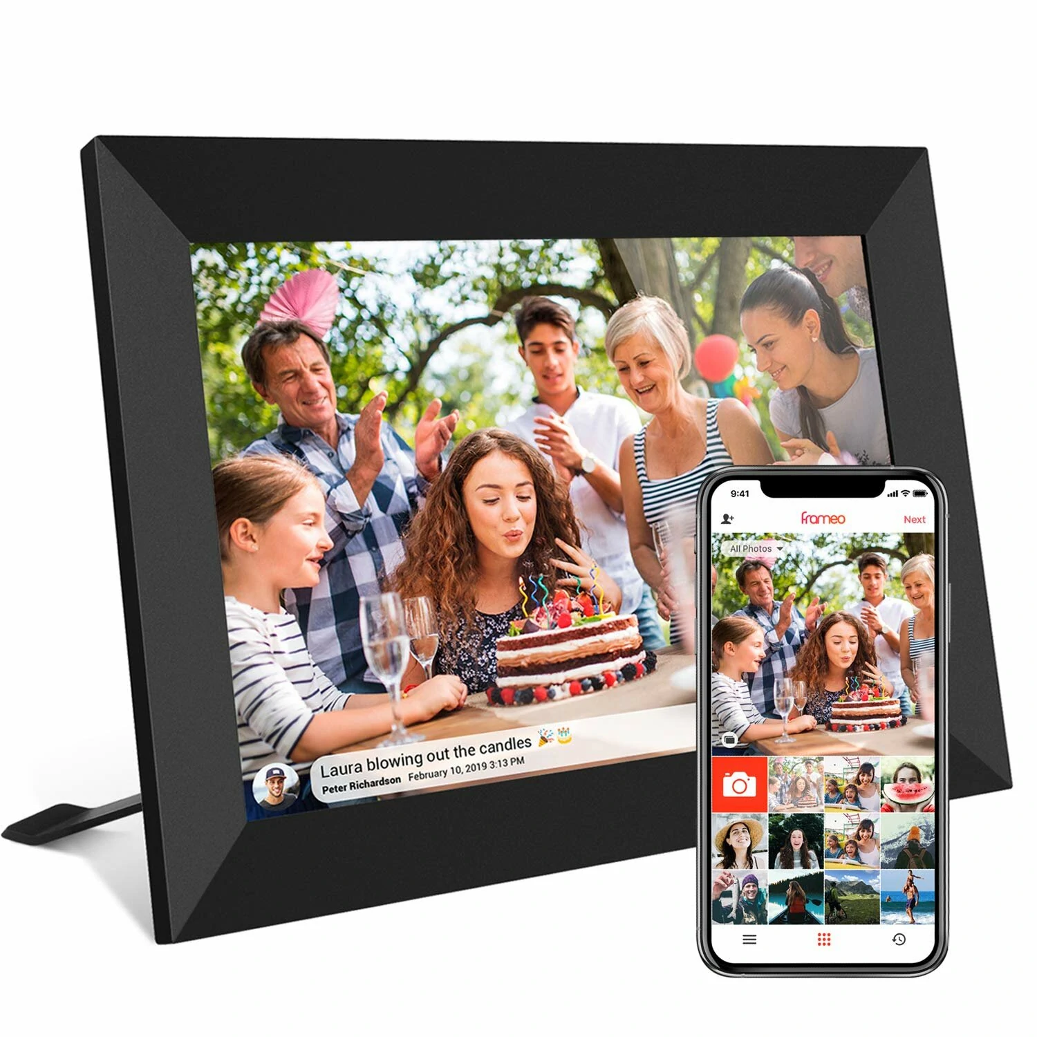 Moldura digital para fotos Frameo 10,1” Smart WiFi com tela sensível LCD IPS de 1280×800
