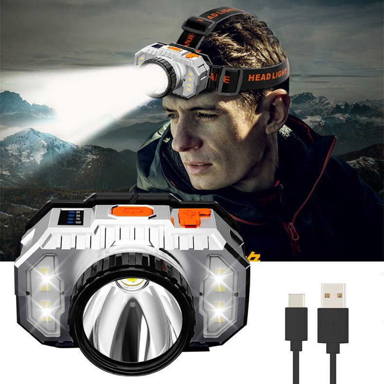 

XANES® LED+OSL Headlamp Super Bright 4 Modes Adjustable USB Rechargeable Fishing Flashlight Camping Hunting