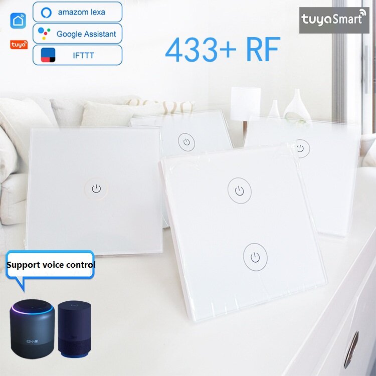 WF-ES013 Wifi + RF433 Tuya Smart EU Dual Control 3Gang Switch Werkt met Amazon Alexa Google Home