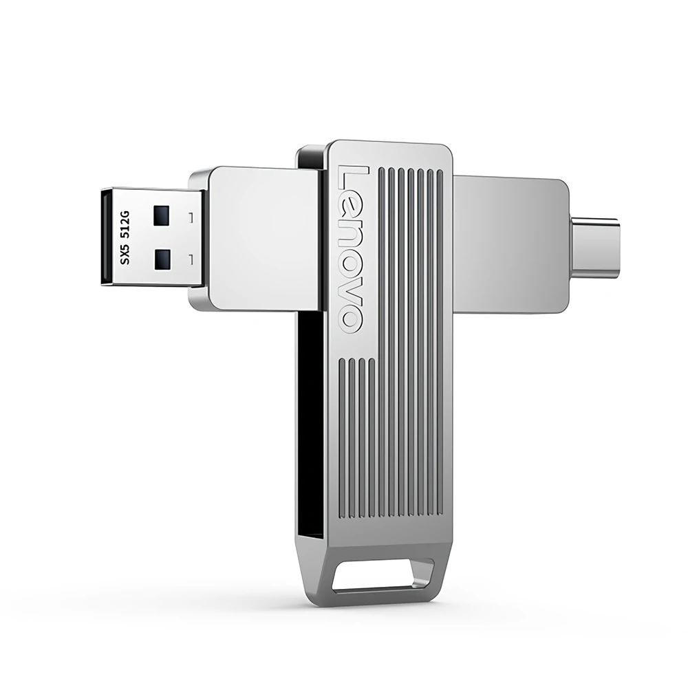 Lenovo SX5 Pro Type-C & USB3.2 Flash Drive Dual Interface Solid State Driver 360° Rotation Zinc Alloy USB Disk Portable Thumb Drive