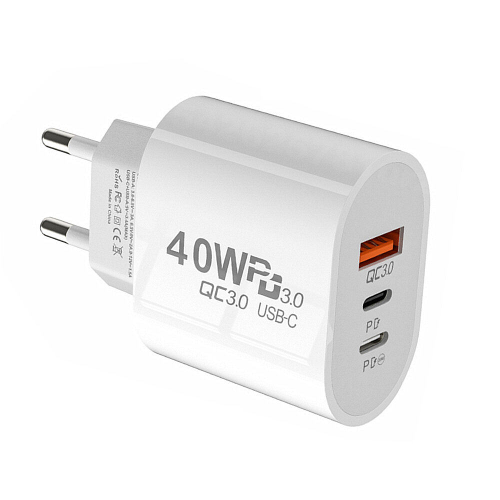 

Olaf 60 Вт 3-портовое зарядное устройство USB PD Dual USB-C + USB-A PD QC3.0 Адаптер настенного зарядного устройства с б