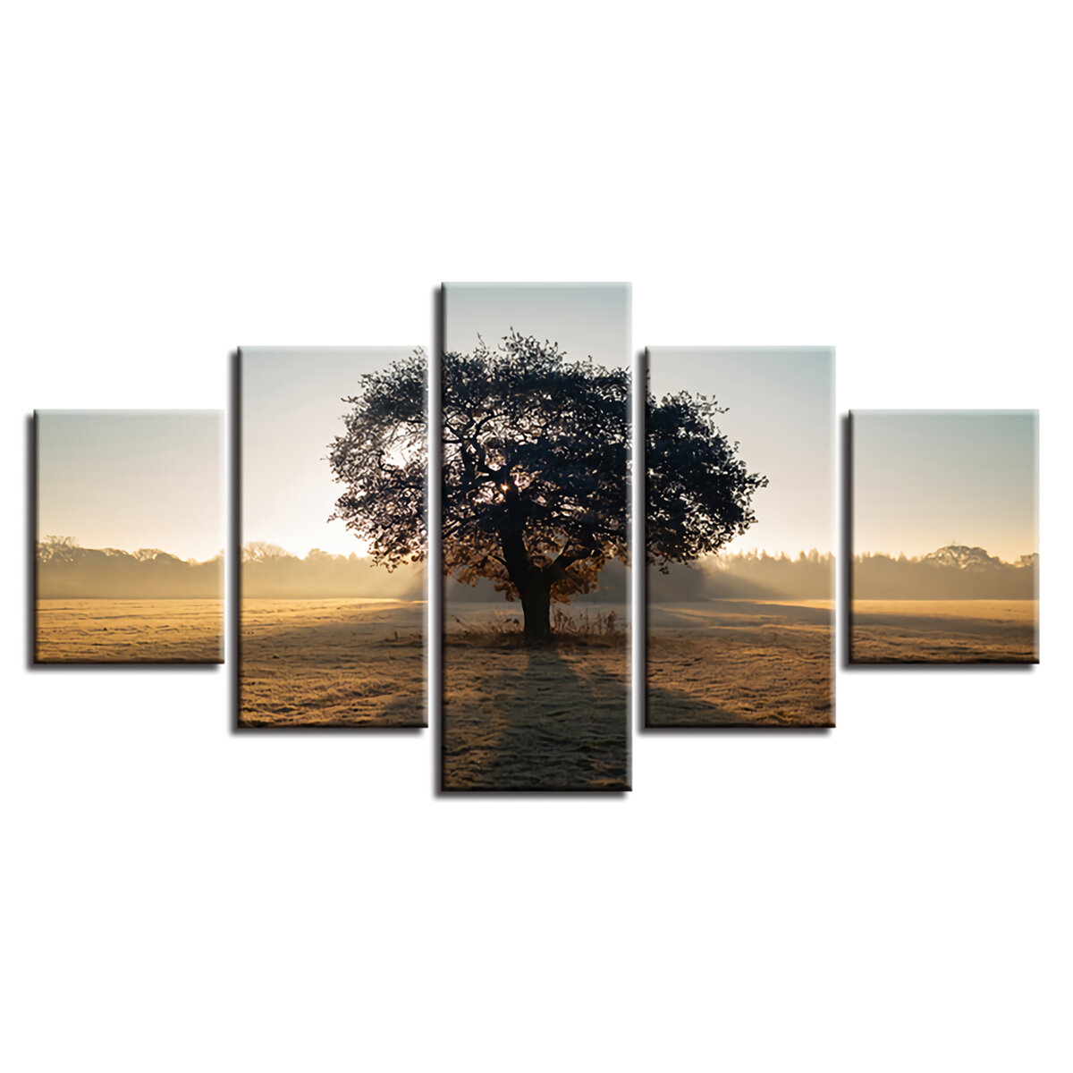 

5Pcs Wall Decorative Paintings Sunshine Tree Canvas Print Art Pictures Frameless Wall Hanging Decorations for Home Offic