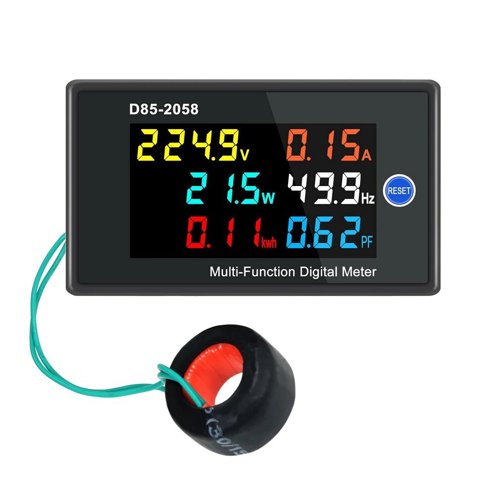 

D85-2058 AC40-300V/AC200-450V LCD Display Single-phase AC Voltage Current Frequency Electric Energy Power Meter