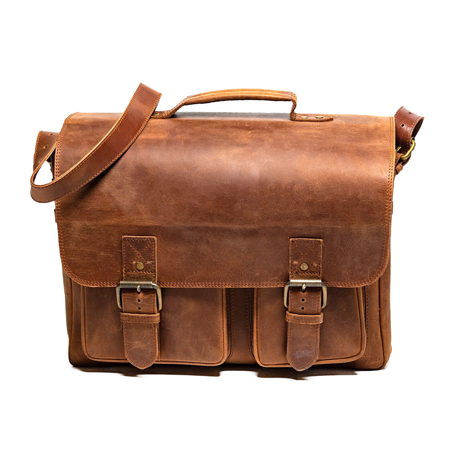Στα 50.07 € από αποθήκη Κίνας | Menico Men Artificial Leather Vintage Business Briefcase Large Capacity Multi-compartment Shoulder Crossbody Bag