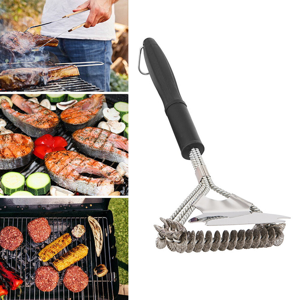 IPRee® 16.5inch BBQ Brush Stainless Steel BBQ Grill Cleaner with Shovel Outdoor Camping Picnic Barbecue Accessories