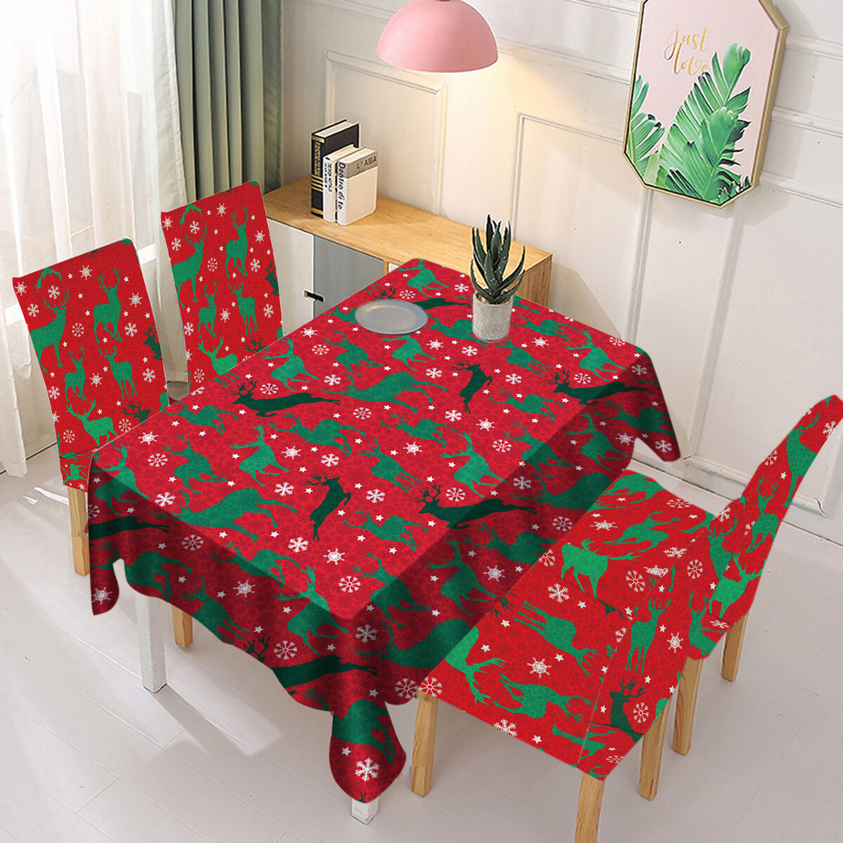 2020 Christmas Polyester Table Cloth Chair Cover Rectangular Tablecloth Xmas Dinning Dustproof Table Cover New Year Gift