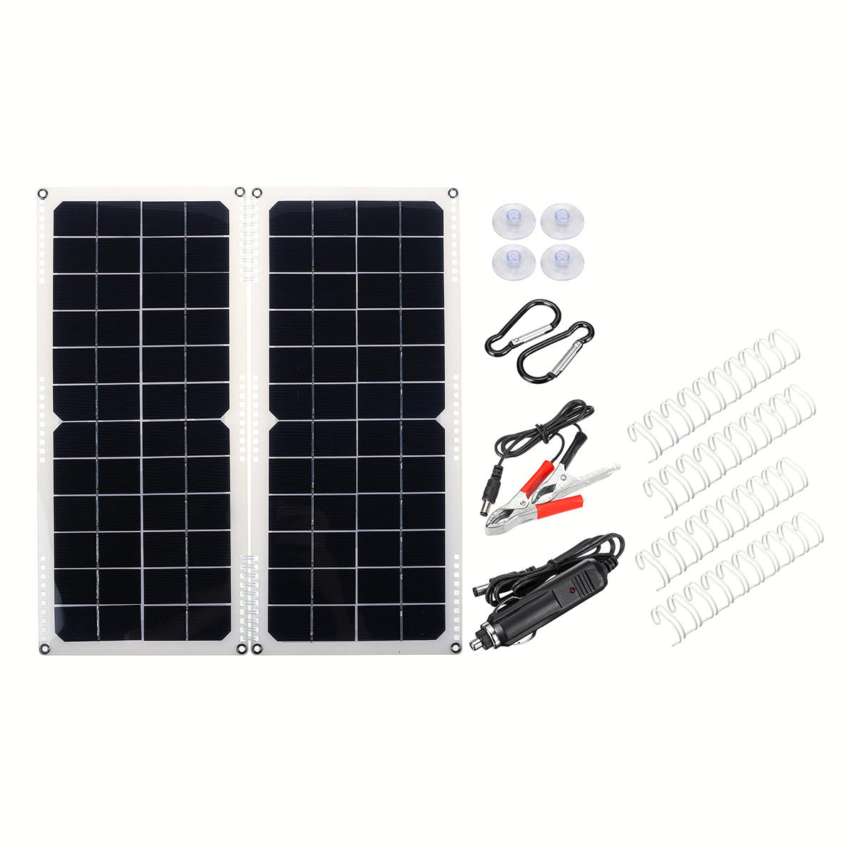 10W 16V 0.9A 420x190x2.5mm Monocrystalline Solar Panel + 4*Spring + Cables Kit with Rear Junction Box Support USB Port