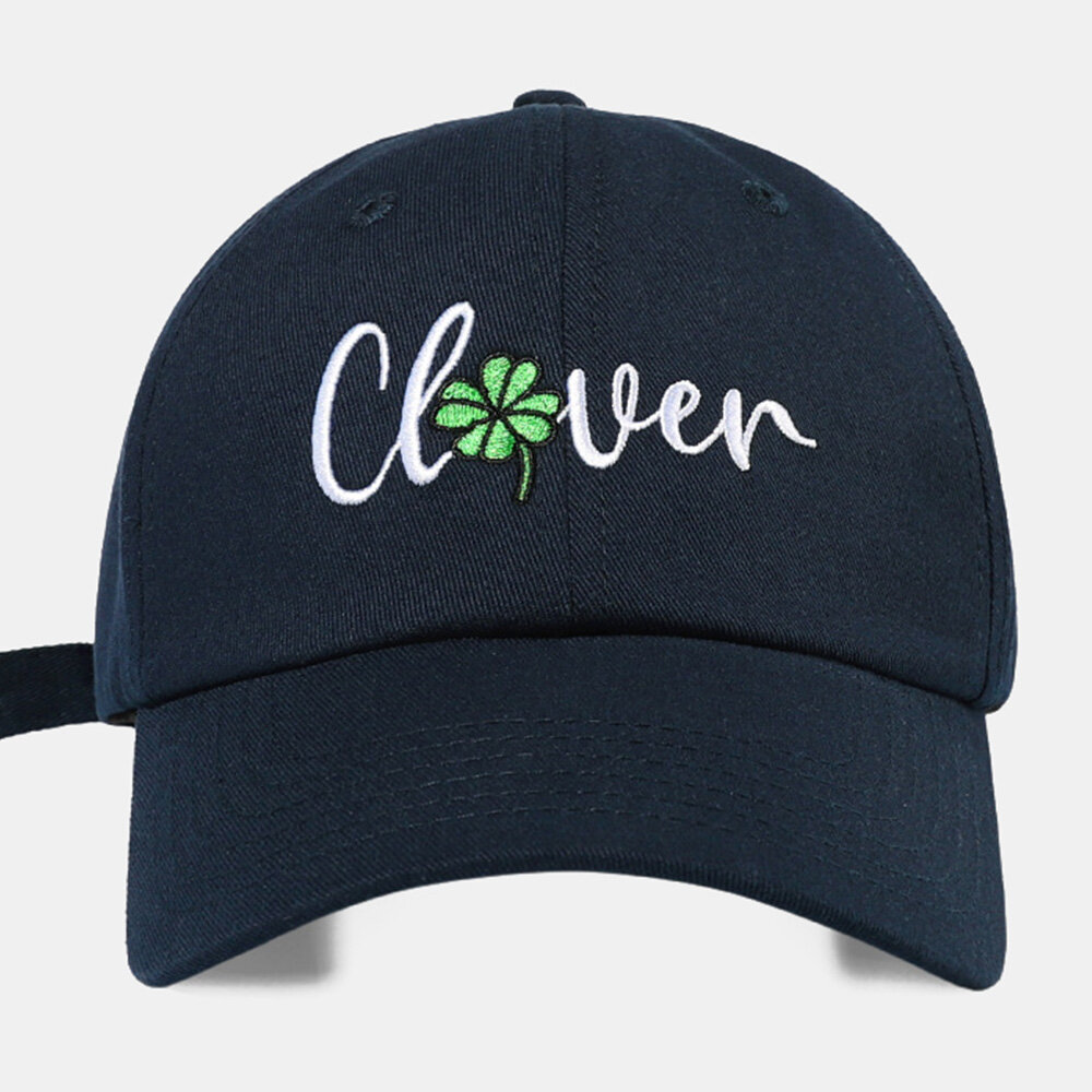 Unisex Cotton Embroidery Clover Flower Pattern Outdoor Sunshade Baseball Hats