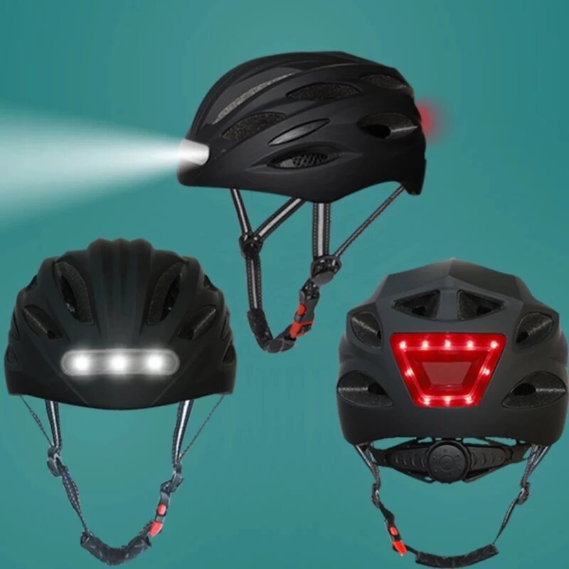 Fietshelm met LED-lamp en geïntegreerd LED-achterlicht, integraal gevormd, voor buitensport, fietsen