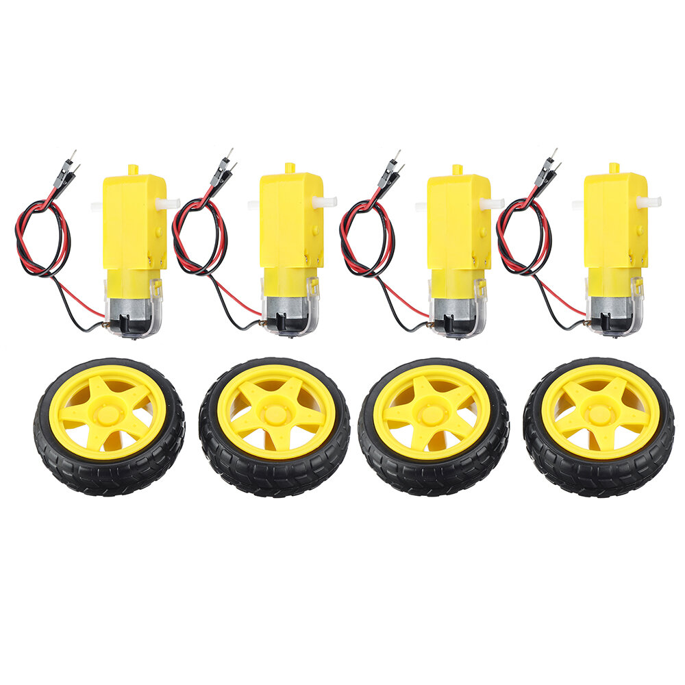 Plastic Tire Wheel with DC 12V Gear Motor Electric ACCS for Smart Car DIY Robot 