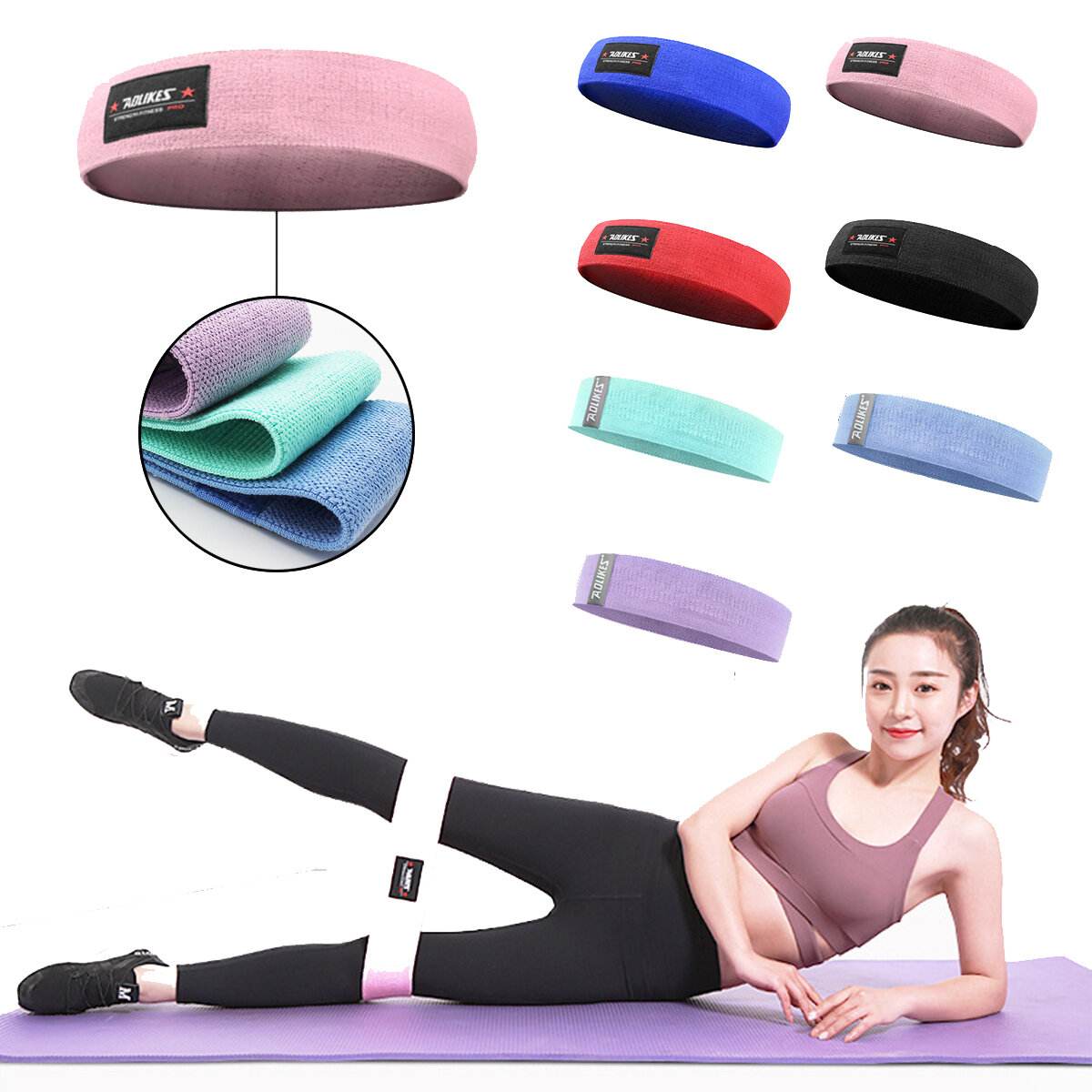 Multi-Colors M-XL Home Resistance Bands Hip Training Fitness Yoga Stretch Pull Up Assist Bands Rubbe