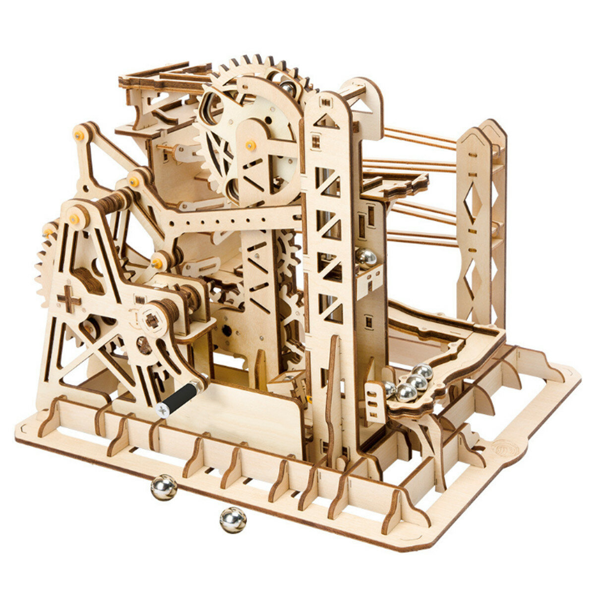 Robotime 4 Kinds Hand Crank Marble Run Game DIY Coaster Houten Modelbouw Kits Montage Speelgoed Cade