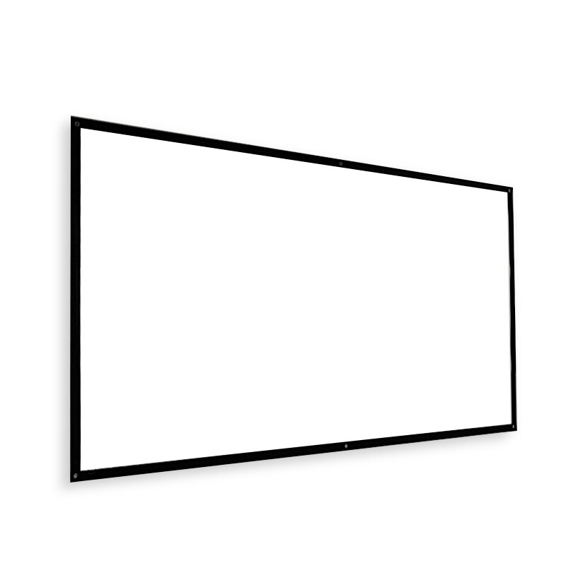120-Inch HD Portable Projector Screen White Plastic Simple Curtain HD 16:9 Throw Ratio for Movie Home Theater Indoor Out