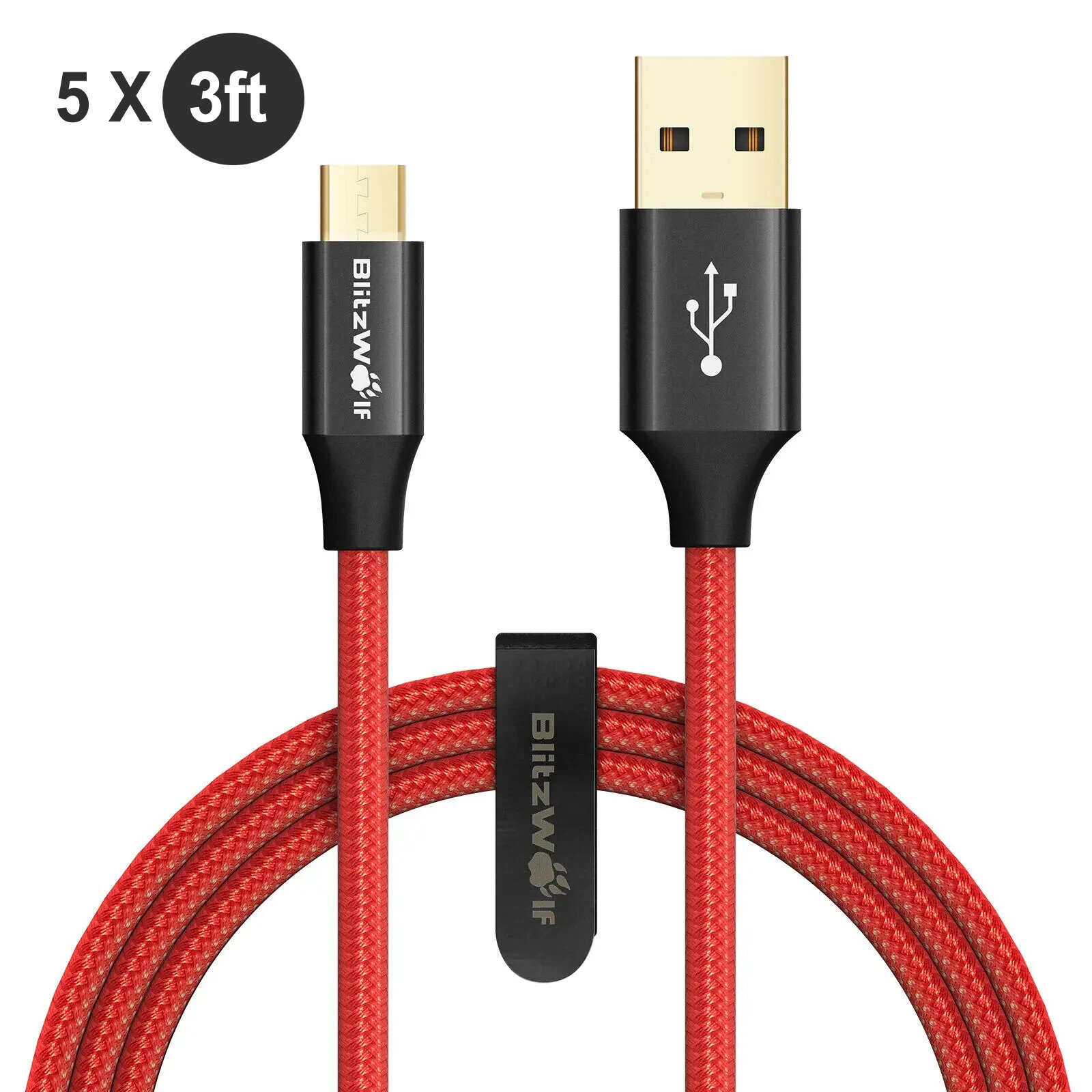 

[5 Pack] BlitzWolf® AmpCore Turbo BW-MC7 3ft/0.9m 2.4A Braided Durable Micro USB Charging Data Cable For ASUS ZenFone Ma