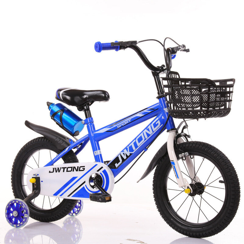 

16-дюймовый детский велосипед с регулируемой высотой с 2 мигающими вспомогательными колесами Бутылка для воды для детей