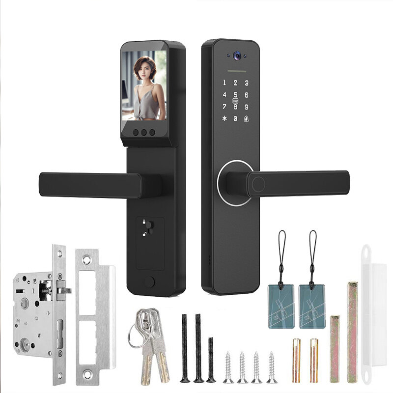 

WAFU Tuya WiFi Smart Fingerprint Doorlock with Camera Password Key IC Card APP Unlock Electronic Home Door Lock Built-in