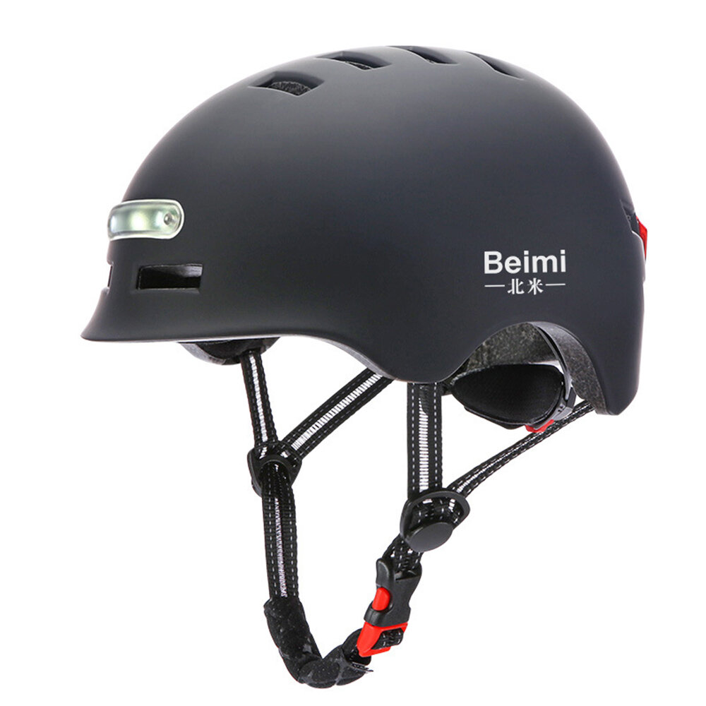 Beimi Safety Half Face Helmet with LED Warning Light Breathable Cycling Men Women Bicycle Riding Equipment for Motorcycl