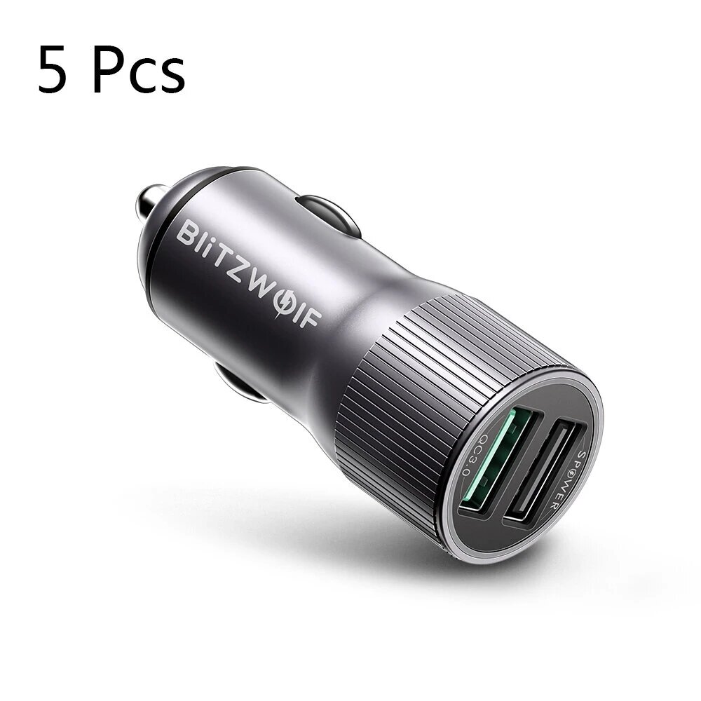 

[5 Pack] BlitzWolf® BW-SD2 30W Car Charger QC3.0 2.4A Dual USB Ports Fast Charging For iPhone XS 11Pro Mi10 Note 9S