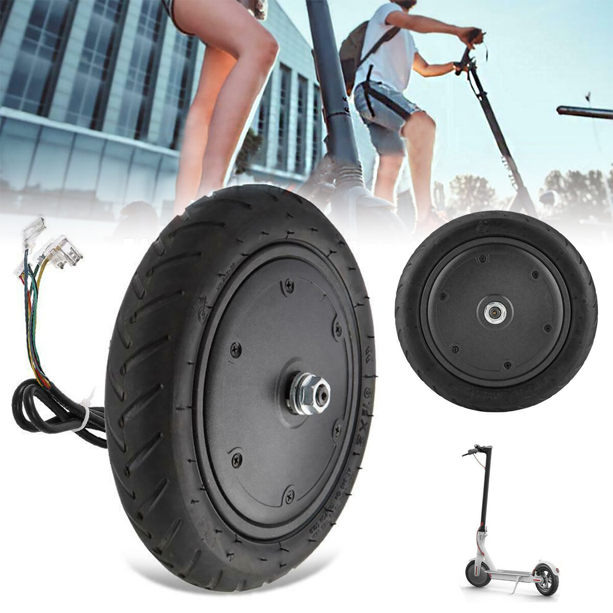 

350W 8.5 Inch Scooter Motor Explosion Proof Brushless Hub Motor Wheels Tire Ideal Replacement for M365 Electric Scooter