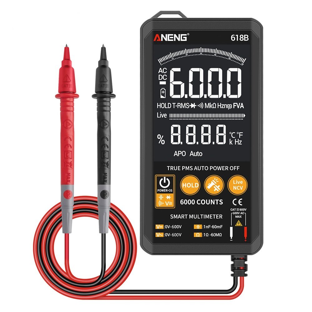 

ANENG 618B Digital Multimeter Touch DC/AC Professional Analog Tester True RMS Multimetro Capacitor NCV Testers Meter