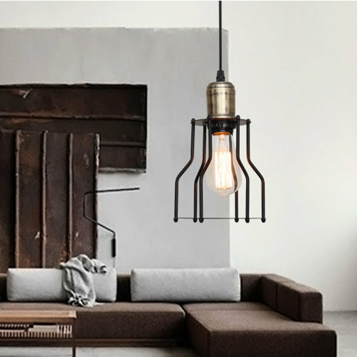 SINGES industriële 3-lichtkaars, verstelbare inbouw plafondverlichting voor keukeneiland woonkamer slaapkamer gang, vintage hangende pendelverlichting met metalen kooischerm, zwart