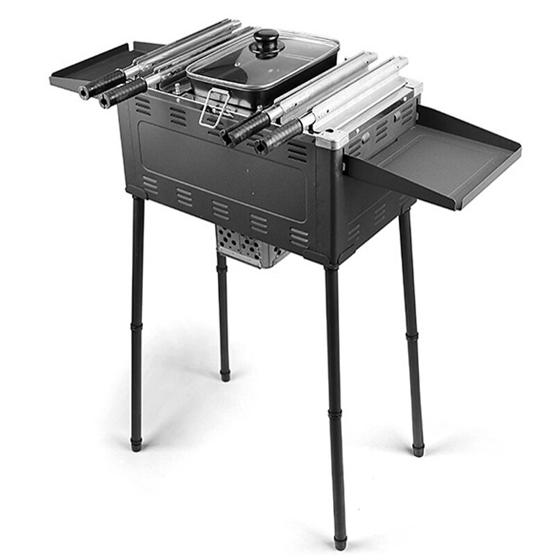 IPRee® 5-in-1 Set griglia a carbone per barbecue all'aperto Set di utensili per barbecue in acciaio inossidabile Griglia con spiedini per campeggio Picnic Home Party Cooking