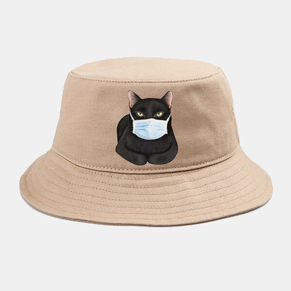Collrown Cute Cat ge?soleerde hoed Katoenen emmerhoed in quarantaine