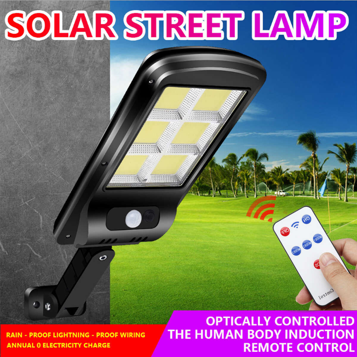 4500lm Solar LED Street Lights PIR Motion Sensor Outdoor Garden Lamp+Remote US