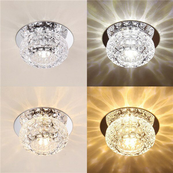 3W 5W Modern Round Shape Warm White Pure White Crystal LED Ceiling Light Chandelier Downlight