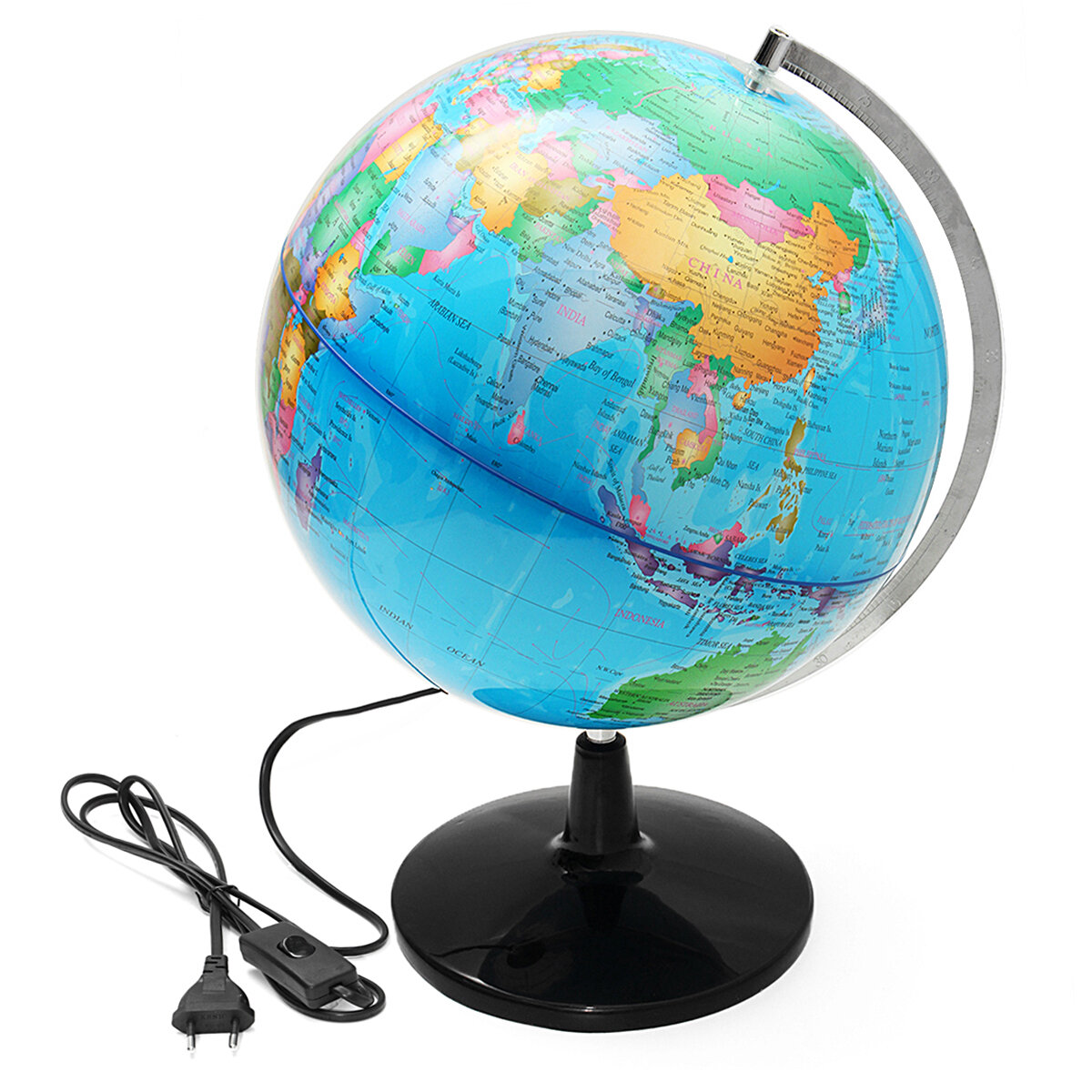 

32cm Illuminated World Globe Geographic Terrestrial Tellurion Globe Electric LED Light