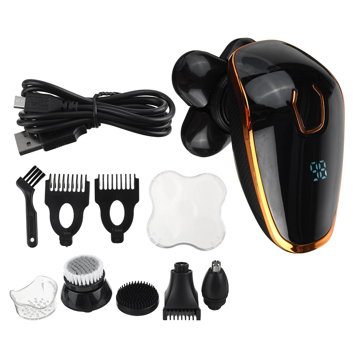 5 Heads Rotary Electric Shaver USB Rechargeable Waterproof Beard Razor Nose Hair Trimmer