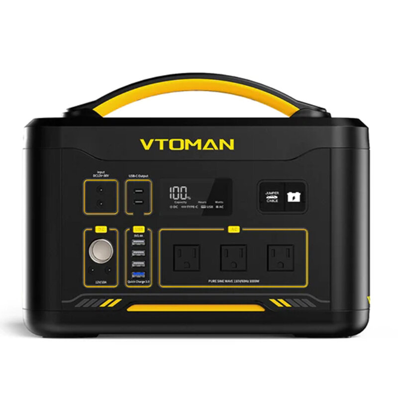 [US Direct] VTOMAN Jump1000 Hordozható energiaállomás 1000W (Csúcs 2000W), 1408Wh LiFePO4 akkumulátoros generátor 1000W AC aljzatokkal, 100W USB port, Napenergia generátor kempingezésre és otthoni biztonsági másolatok készítésére
