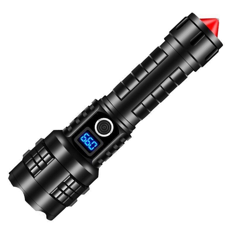 XANES A06 1000LM 500M Type-C Rechargeable Zoomable LED Torch With Battery Display Power Bank Safety Hammer Multi-Functio