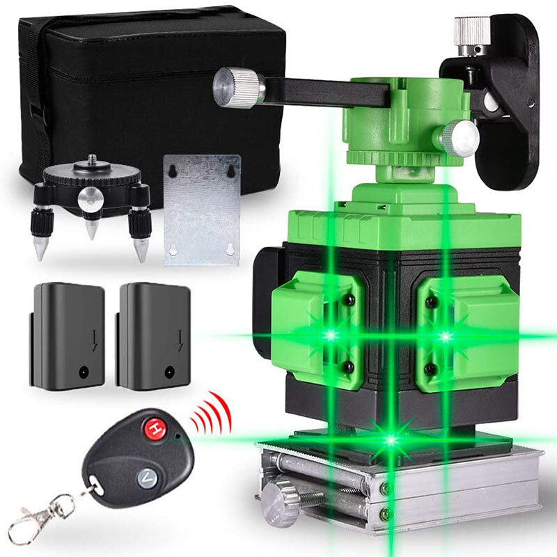 

12 Lines 3D Green Laser Level 360° Rotary Cross Horizontal Measure Self Leveling