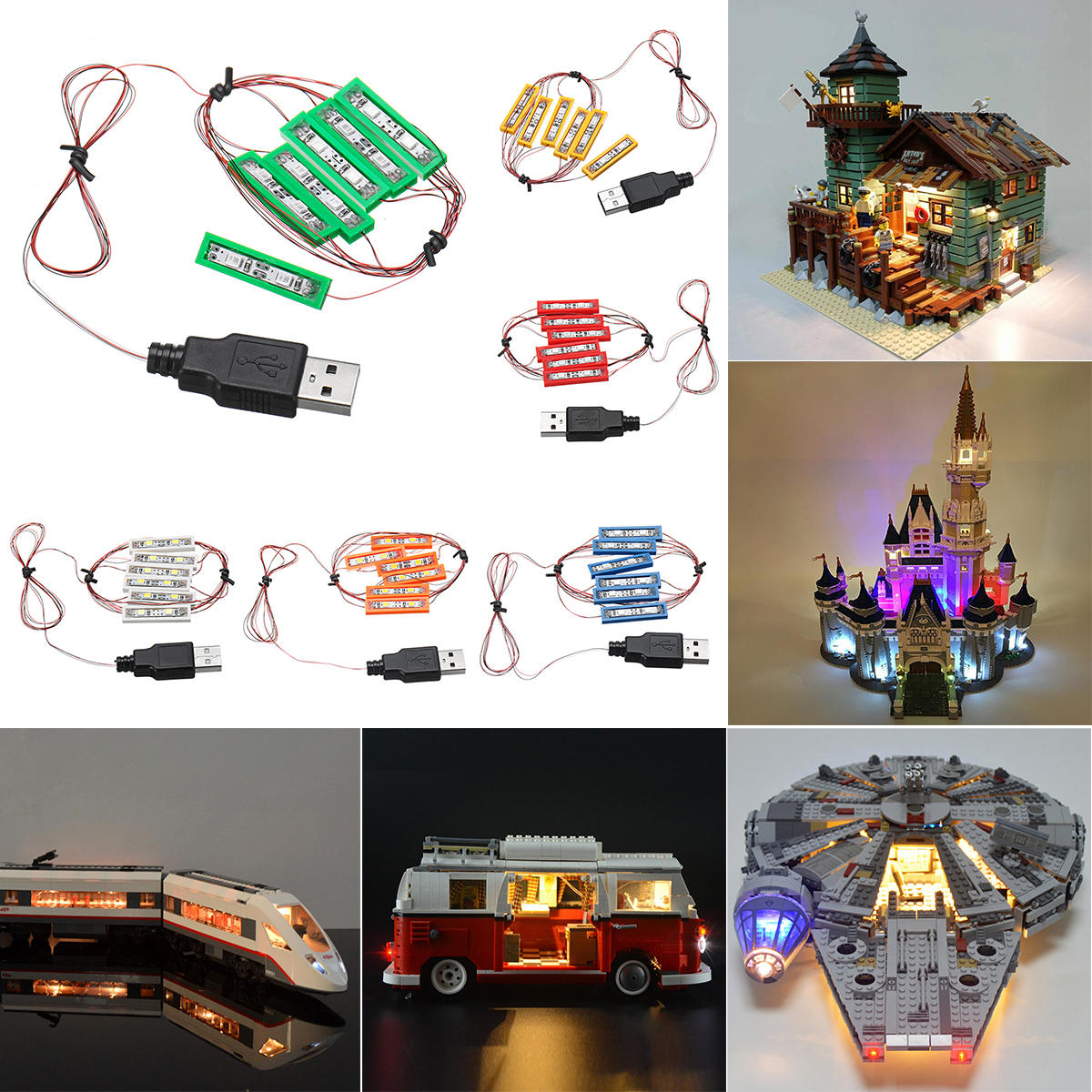 Universal DIY LED Light Brick Kit For Lego MOC Toys USB Port Blocks Accessories Decor