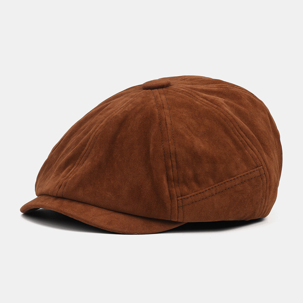 Collrown Unisex Corduroy Soft Retro Casual All-match Octagonal Hat Newsboy Hat Beret Hat