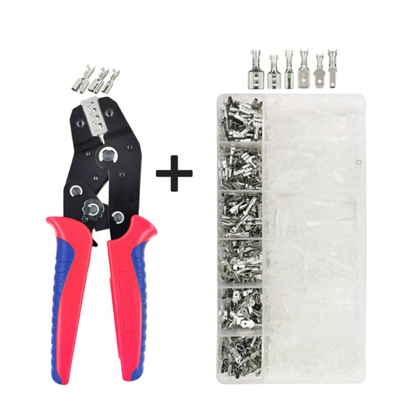 

SN-48BSR 800H/500H Crimping Pliers with Tab 0.25-1.5mm² 23-16AWG Terminal Box Car Connector Wire Electrician Tools Set