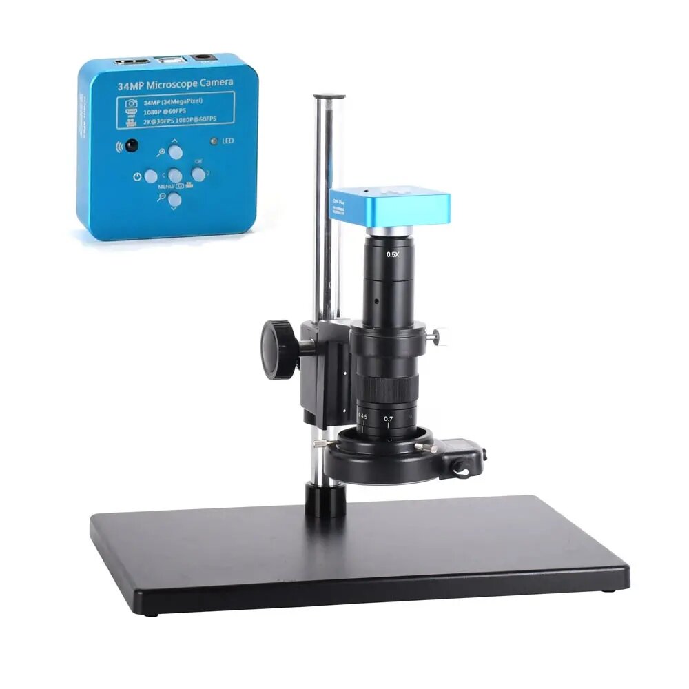 HAYEAR Full Set 34MP 2K Industrial Soldering Microscope Camera HDMI USB Outputs 180X C-mount Lens 60