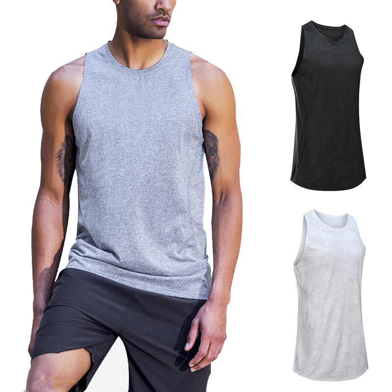 Men's Fitness Undershirt Outdoor Running Gym Quick Dry Sports Vests Summer Loose Breathable Sports C