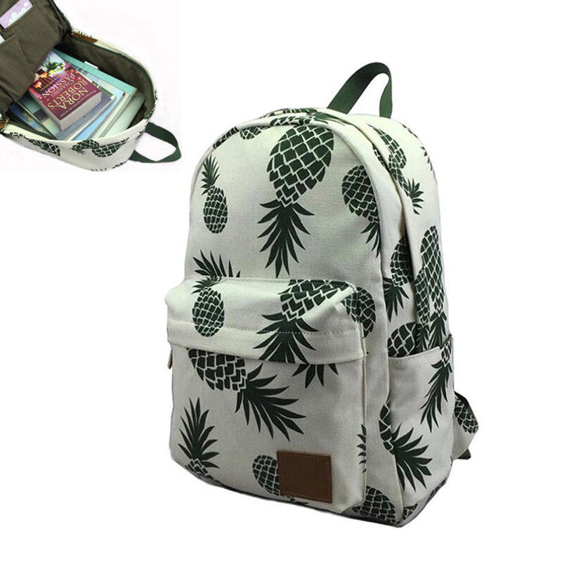 Outdoor reistassen vrouwen canvas rugzak draagbare casual dagelijkse ananas print school boekentas 