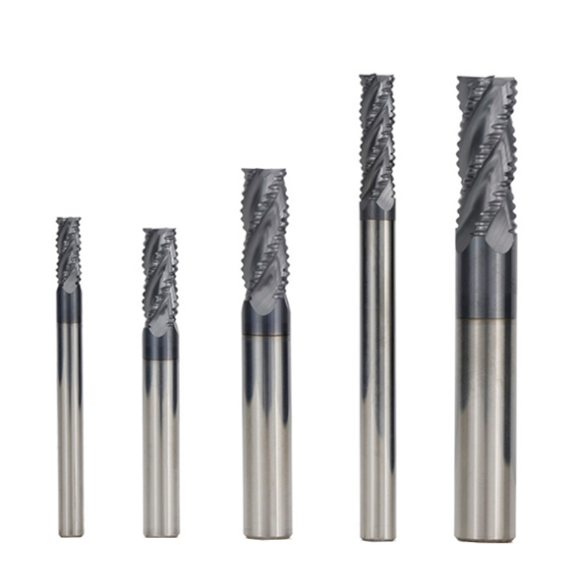 Drillpro 4/6/8/10/12mm Tungsten Carbide HRC55 Roughing End Mill 4 Flute Spiral CNC Router Bit TiAIN 