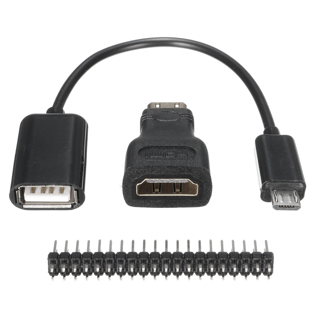 3 in 1 Mini-HDMI to HDMI Adapter+Micro USB to USB Female Cable+40P Pin Kits For Raspberry Pi Zero