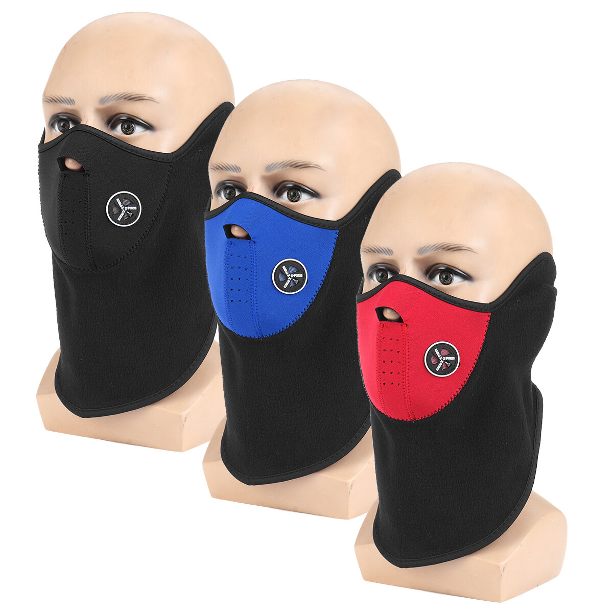Máscara de meio rosto à prova de vento em 3 cores, com pescoço grosso para proteção contra o frio, ideal para esqui, ciclismo e outros esportes de inverno ao ar livre.