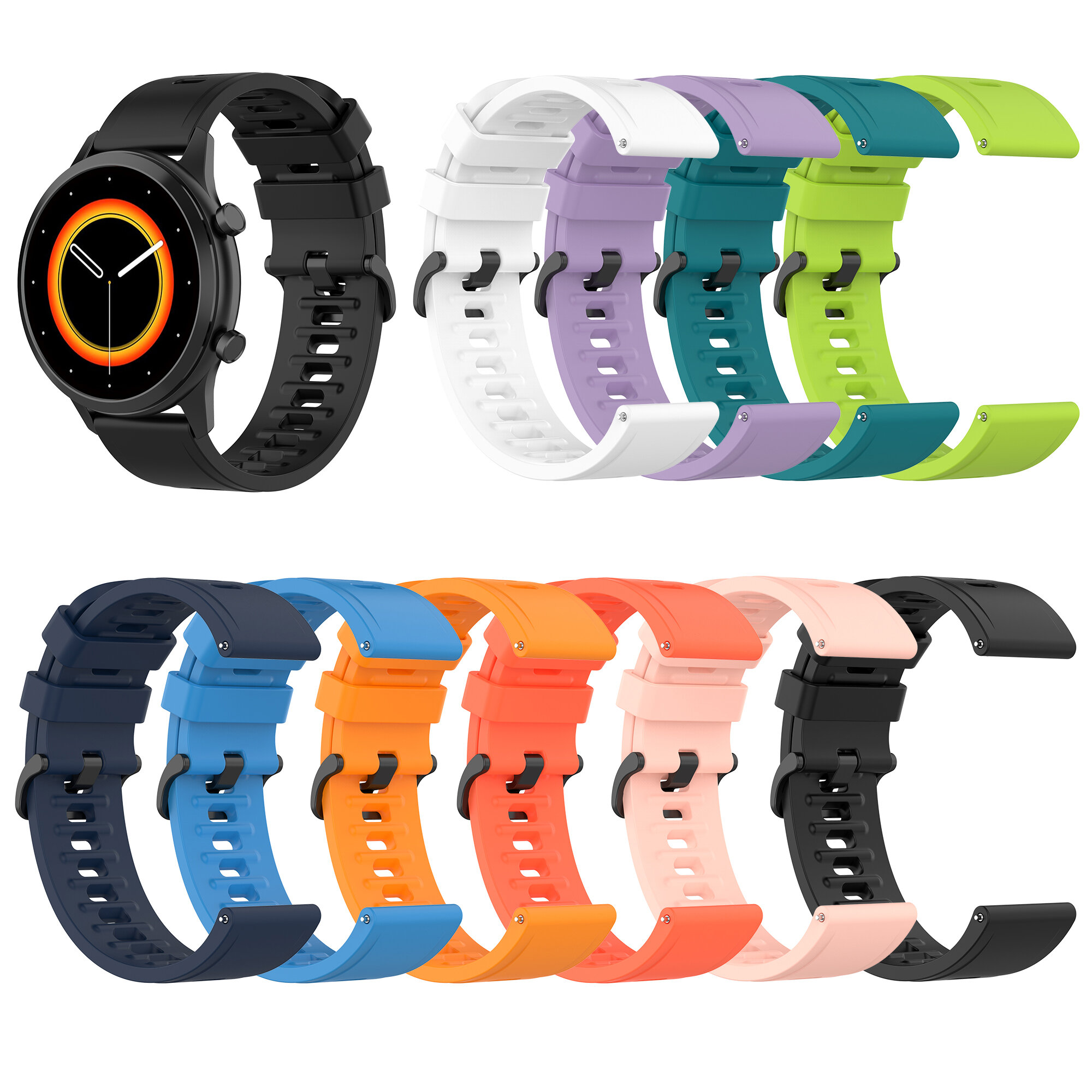 Bakeey 20 / 22mm Pure Color Sweatproof Soft Vervanging van siliconen horlogeband voor Garmin Vivowat
