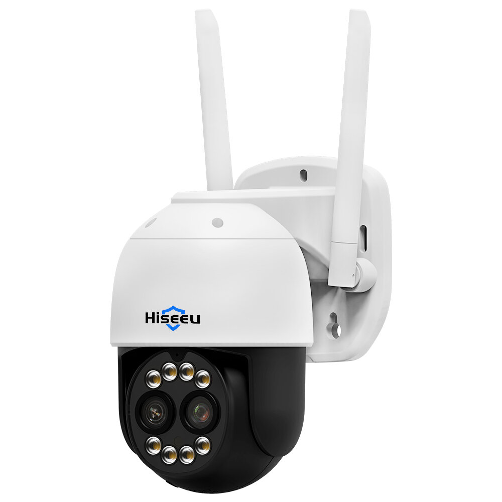 Hiseeu 4MP+4MP 4K PTZ Wifi IP Camera Outdoor Security Protection 8X Zoom Dual Lens CCTV Video Surveillance Camera Ai Human Detect