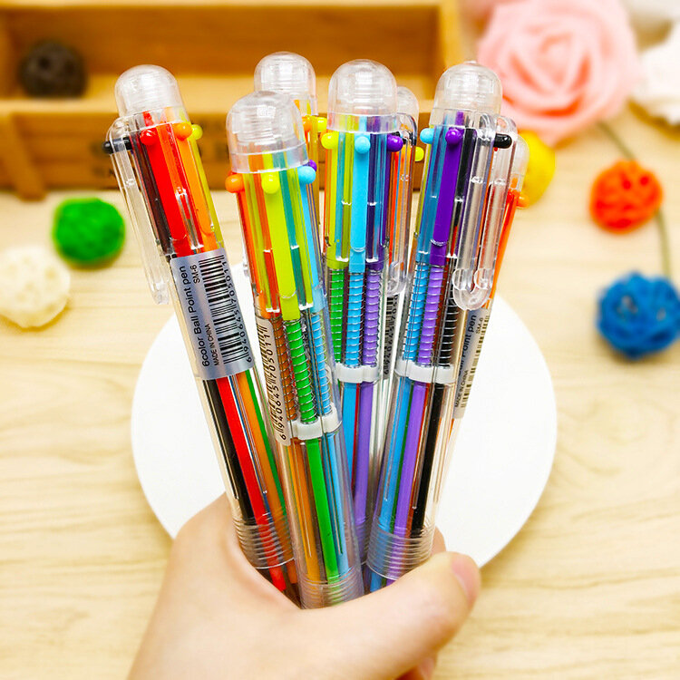

SM-6 корейский творческий милый мультфильм многоцветный 6-в-1 цветной пресс шариковая ручка Ручка чернила для письма Руч
