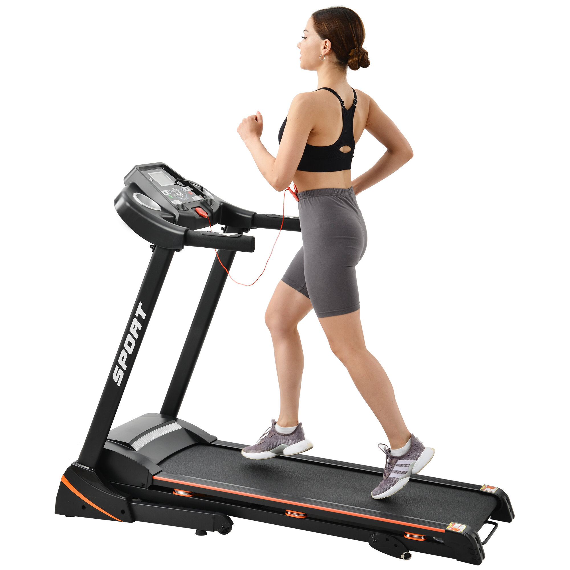 

[USA Direct] 14.8km/h 3.5HP Folding Treadmill 12 Programs Electric Running Machine Fitness Gym Home Max Load 330lbs US P