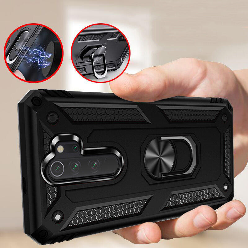 

Bakeey for Xiaomi Redmi 9 Case Armor Magnetic Adsorption Shockproof with Finger Ring Holder Stand PC + TPU Protective Ca