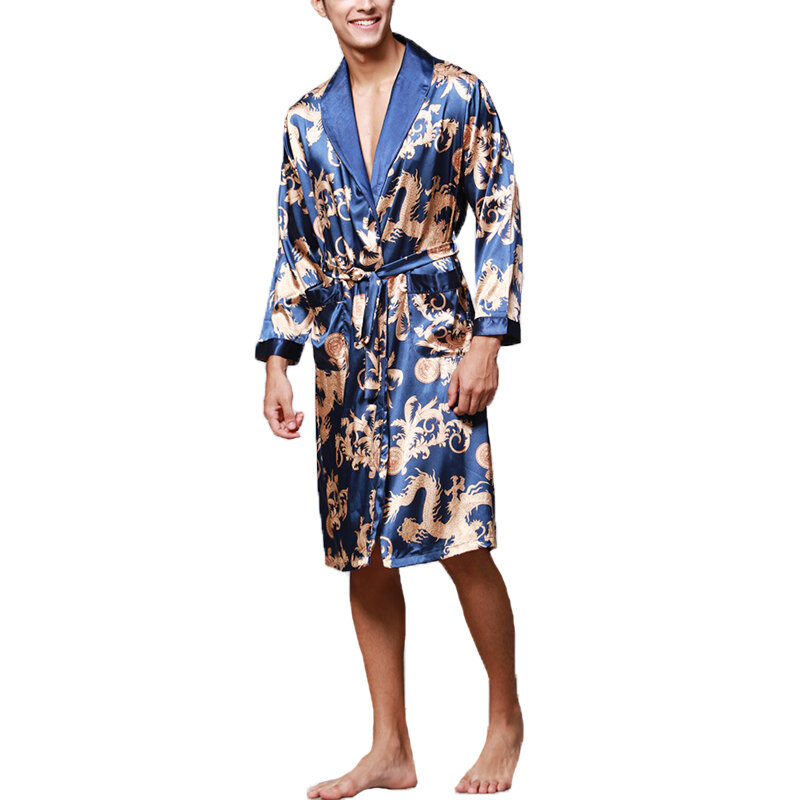 INCERUN Heren satijnen zijden pyjama Kimono Badjas Badjas Kamerjas Nachtkleding Loungewear
