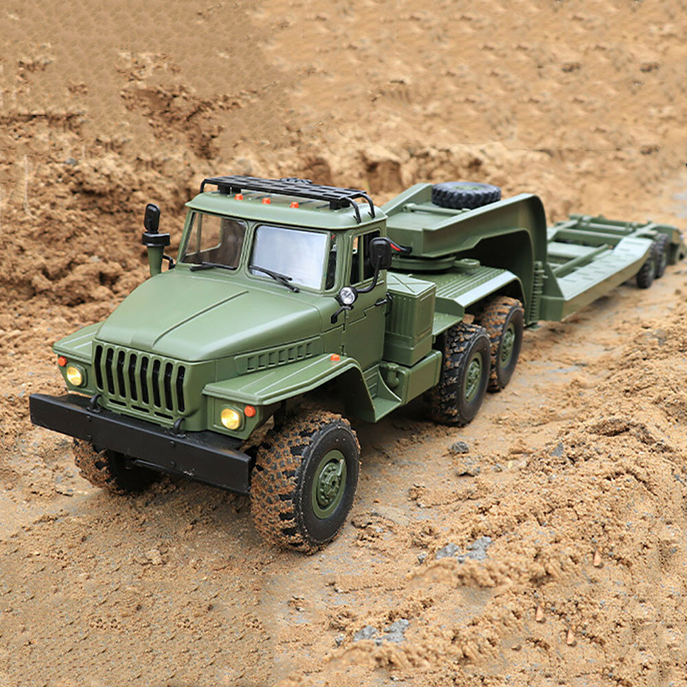 WPL B36-3 Ural 1/16 2.4G 6WD RTR Rc Car Military Truck With Trailer Rock Crawler Vehicle Models Toy Proportional Control